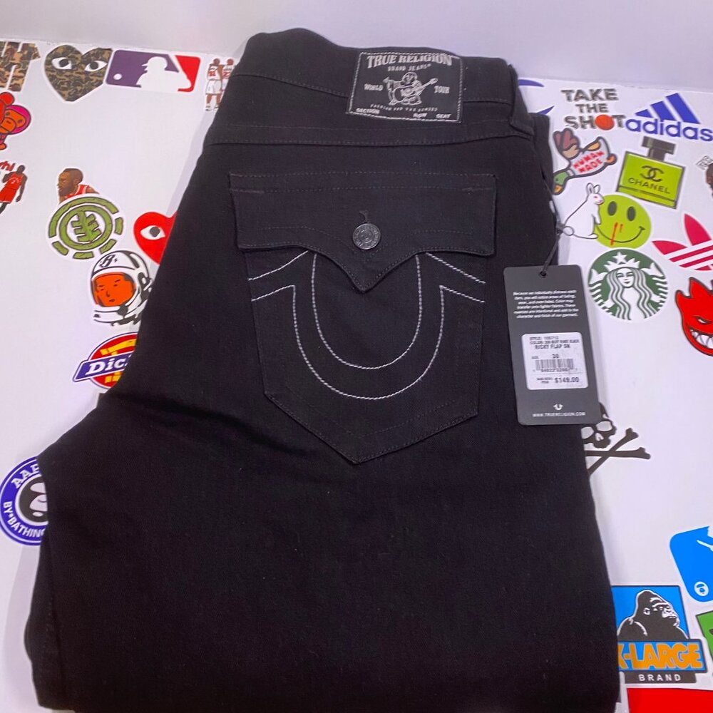 True Religion Ricky Flap SN Relaxed Straight 2SB Body rinse Black Jeans 36x34